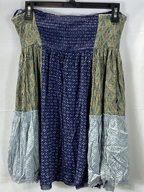 Free people 🌹Boho Patchwork Midi Dress  in Navy & Sage